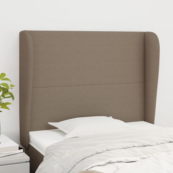 vidaXL Hoofdbord met randen 83x23x118/128 cm stof taupe