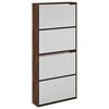 vidaXL Schoenenkast met spiegel 4-laags 63x17x134 cm bruin eikenkleur
