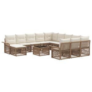 vidaXL Tuinbankenset 13 pcs Beige en Cr&egrave;me Wit poly rattan