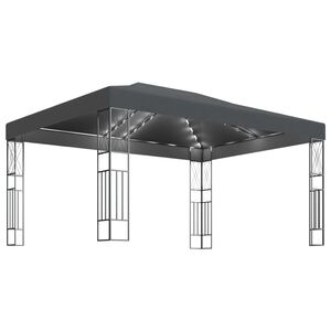vidaXL Prieel met LED-lichtslinger 3x4 m stof antracietkleurig