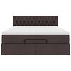 vidaXL Bed poef met matras en LED's 140x190 cm stof donkerbruin