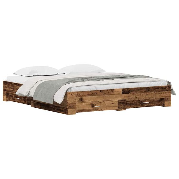vidaXL Bedframe met lade met opslag Oud Hout 180 x 200 cm Bewerkt hout