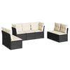 vidaXL 7-delige Loungeset met kussens poly rattan zwart