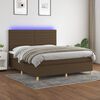 vidaXL Boxspring met matras en LED stof donkerbruin 160x200 cm