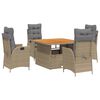 vidaXL 5-delige Tuinset met kussens poly rattan beige