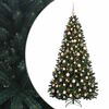vidaXL Kunstkerstboom donkergroen met kerstballen 180 cm 300 LED's