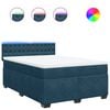 vidaXL Boxspring met matras fluweel blauw 140x200 cm