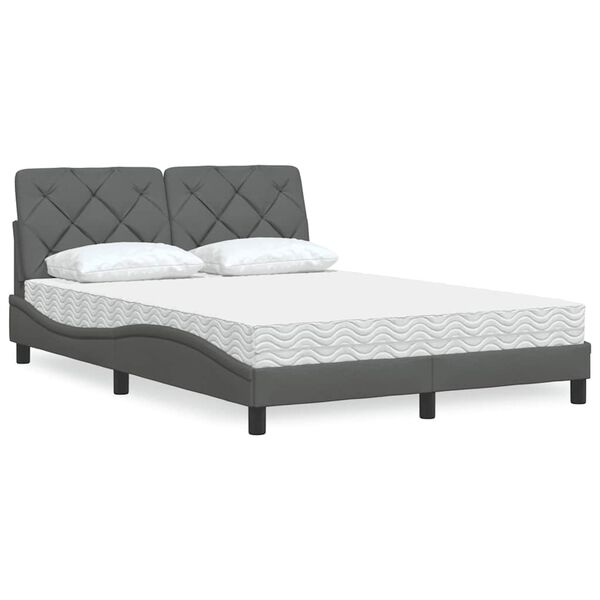 vidaXL Bed met matras stof donkergrijs 140x200 cm
