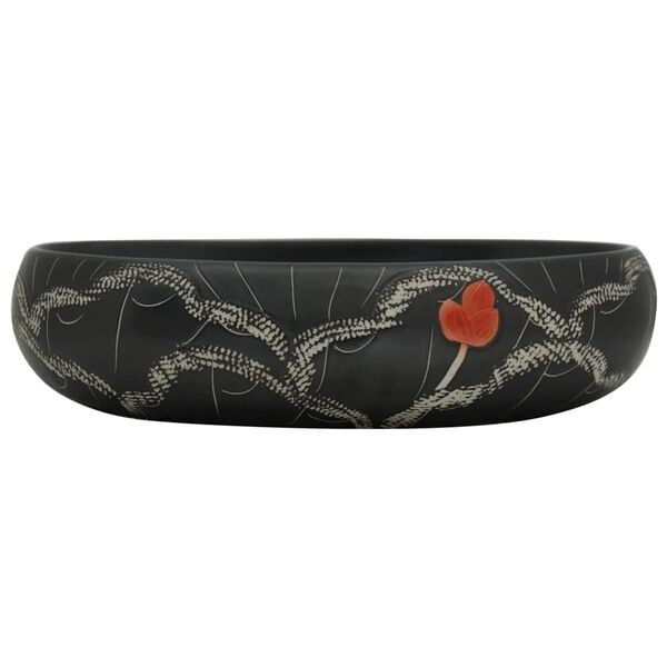 vidaXL Opzetwasbak ovaal 59x40x15 cm keramiek zwart