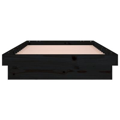 vidaXL Bedframe LED massief hout zwart 90x190 cm