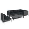 vidaXL 6-delige Loungeset met kussens poly rattan donkergrijs