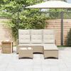 vidaXL 3-delige Tuinbankstel met kussens L-vormig beige poly rattan