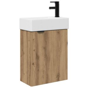 vidaXL Badkamermeubel met kraan Artisanaal eiken 45,5 x 22,5 x 84 cm