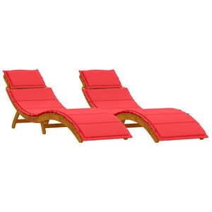vidaXL Ligbed 2 st Massief Acaciahout Rood