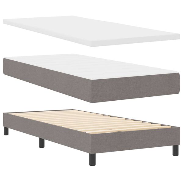vidaXL Boxspringbed met matras met hoofdeinde Taupe 100 x 200 cm Stof