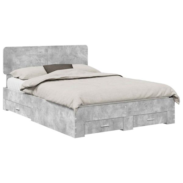 vidaXL Bedframe met hoofdeinde Beton Grijs 160 x 200 cm Bewerkt hout