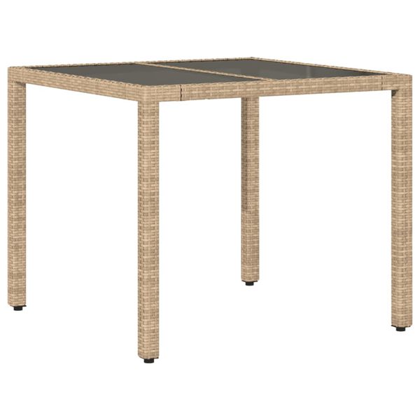 vidaXL 5-delige Tuinset met kussens poly rattan en glas beige