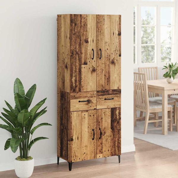 vidaXL Highboard met lade Oud Hout 69,5 x 34 x 180 cm Bewerkt hout