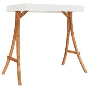 vidaXL Schommelframe met cr&egrave;mekleur dak gebogen hout met teakafwerking