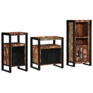 vidaXL Badkamermeubelset met lade 3 pcs Massief Gerecycled Hout