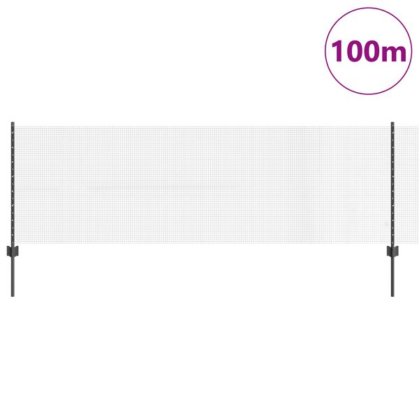 vidaXL Hek met Paal Grijs 0,8 x 100 m Staal en PVC