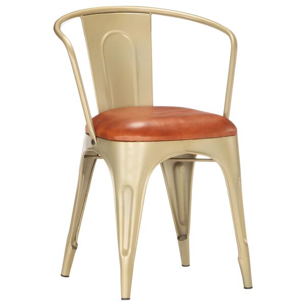 vidaXL Eetkamerstoelen 6 st echt leer bruin