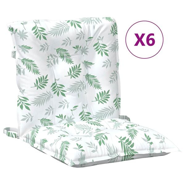 vidaXL Lowback Stoelkussen Blad 6 pcs Wit 100 x 50 x 7 cm oxford