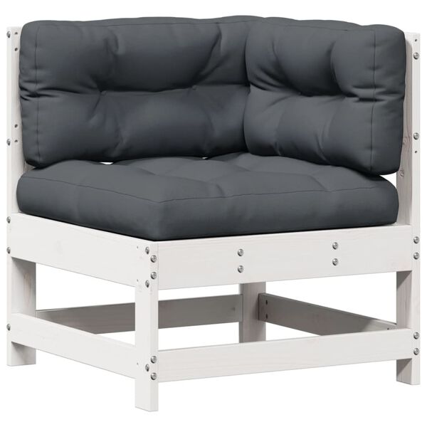 vidaXL 6-delige Loungeset met kussens massief grenenhout wit