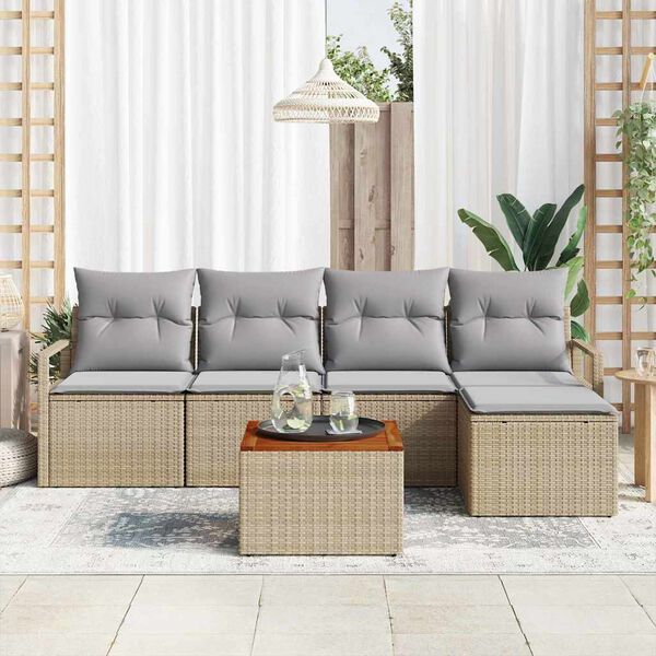 vidaXL Tuin Sofa Set 6 pcs beige en lichtgrijs