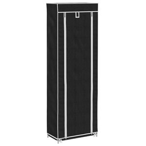 vidaXL Schoenenkast met hoes 57x29x162 stof zwart