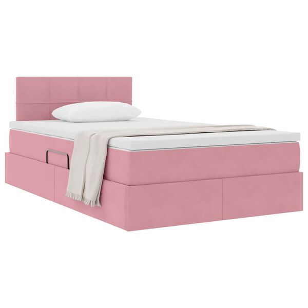 vidaXL Opslag bed met matras met hoofdeinde Roze 120 x 200 cm Fluweel