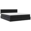 vidaXL Opbergbed met LED met matras Zwart 200 x 200 cm Nep Leer