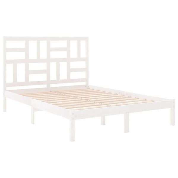 vidaXL Bedframe massief hout wit 120x200 cm