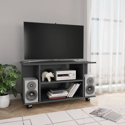 vidaXL Tv-meubel met wieltjes 80x40x45 cm bewerkt hout hoogglans grijs