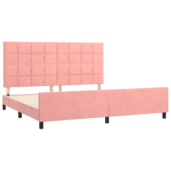 vidaXL Bedframe met hoofdeinde fluweel roze 200x200 cm