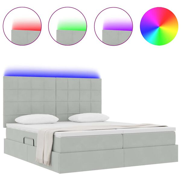 vidaXL Bed met LED-striplichten Lichtgrijs 180 x 200 cm Fluweel