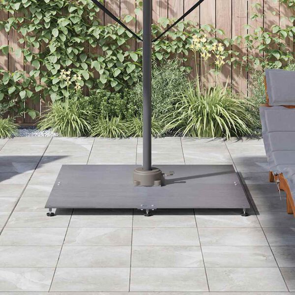 vidaXL Parasolvoet Donkergrijze houtlook 100 x 100 x 4 cm Staal