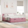 vidaXL Ottoman bed met matrassen 160x200cm fluweel roze