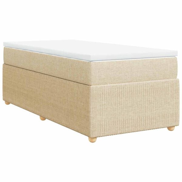 vidaXL Boxspring met matras stof cr&egrave;mekleurig 90x190 cm