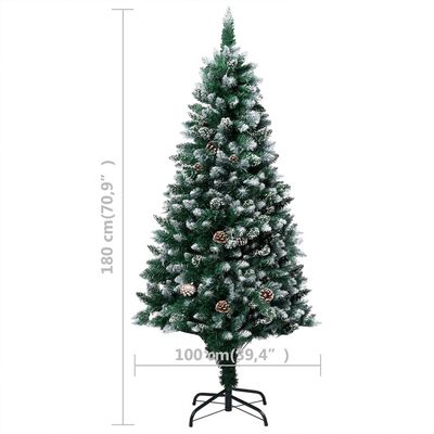vidaXL Kunstkerstboom met verlichting kerstballen dennenappels 180 cm