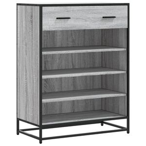vidaXL Schoenenkast 75x38x97,5 cm bewerkt hout en metaal grijs sonoma