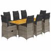 vidaXL 9-delige Bistroset met kussens poly rattan grijs