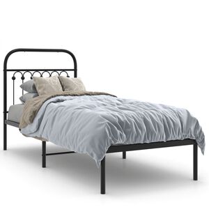 vidaXL Bedframe met hoofdbord metaal zwart 80x200 cm
