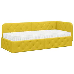 vidaXL Hoekbedframe Geel 80 x 200 cm Fluweel