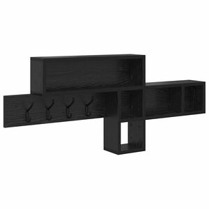 vidaXL Wandgemonteerde kapstok Zwart Eiken 100 x 12 x 43,5 cm
