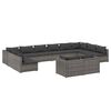vidaXL 12-delige Loungeset met kussens poly rattan grijs