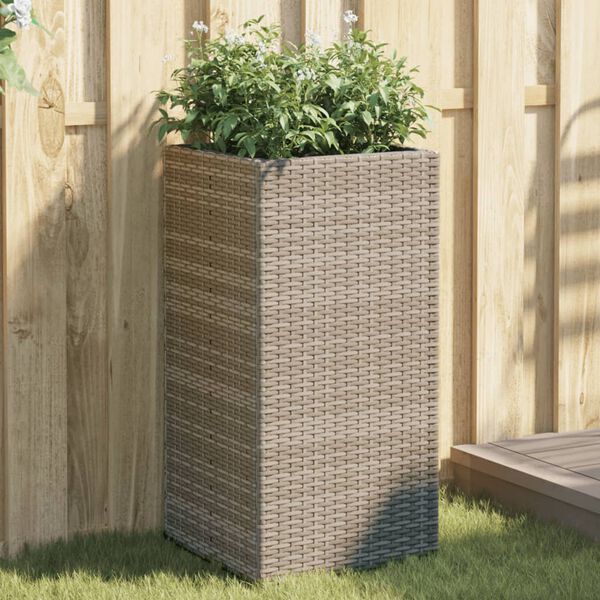 vidaXL Plantenbakken 2 st 40x40x80 cm poly rattan grijs