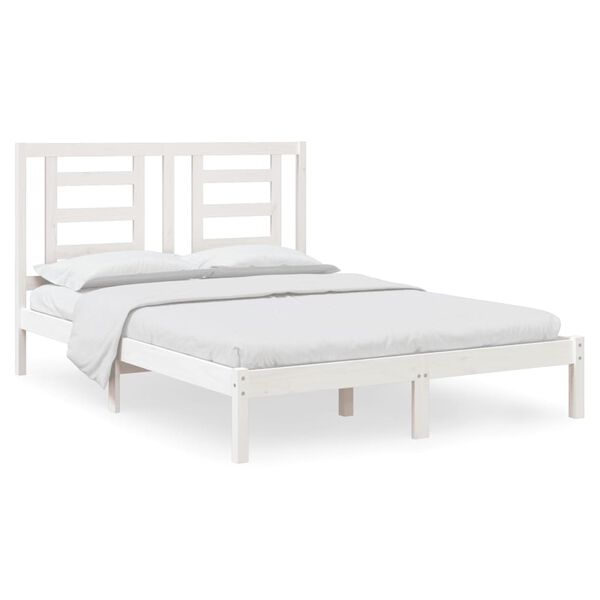 vidaXL Bedframe zonder matras massief grenenhout wit 140x200 cm