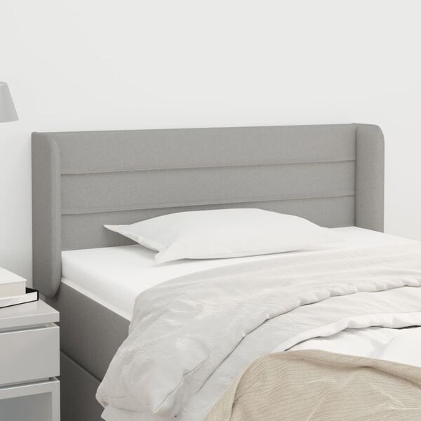 vidaXL Hoofdbord met randen 103x16x78/88 cm stof lichtgrijs