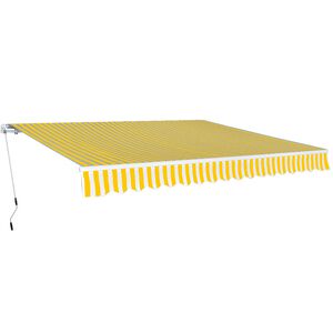 vidaXL Luifel handmatig uittrekbaar 400 cm geel/wit
